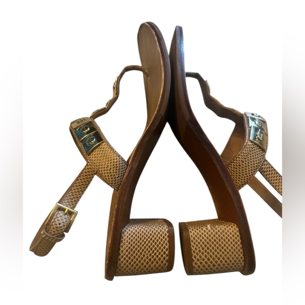 Tory Burch Brown Sandals with Gold Accents - Picture 4 of 7